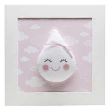 Quadro Decorativo Gota Com Carinha Rosa Quarto Bebê Infantil Menina