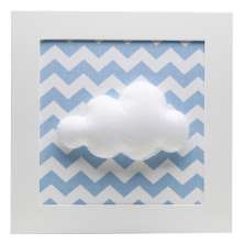 Quadro Decorativo Nuvem Chevron Azul Quarto Bebê Infantil Menino