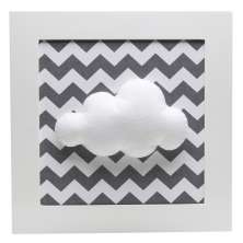 Quadro Decorativo Nuvem Chevron Cinza Quarto Bebê Infantil Menina Menino