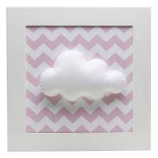Quadro Decorativo Nuvem Chevron Rosa Quarto Bebê Infantil Menina