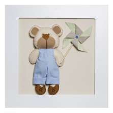 Quadro Decorativo Ursinho Com Catavento Quarto Bebê Infantil Menino