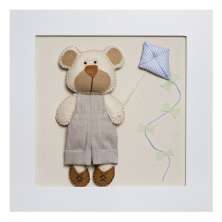 Quadro Decorativo Ursinho Com Pipa Quarto Bebê Infantil Menino