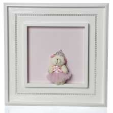 Quadro Princesa Pérolas Ursa Mini Bailarina Quarto Bebê Infantil