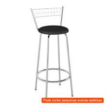 [OUTLET] Banqueta Ângela Cromada e Preta 94 cm