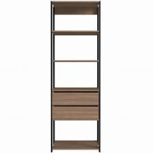 Closet Modulado 60x45x183cm com 5 Prateleiras e 2 Gavetas ProDecor em MDP Montana e Preto