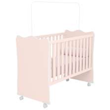 Berço Simples Com Rodízios Doce Sonho Rosa - Qmovi