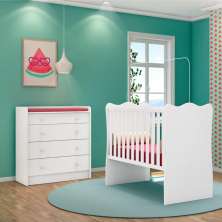 Conjunto Quarto Infantil Cômoda e Berço Louis Branco