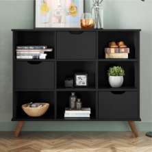 Estante Nicho Vintage Sabina Preto com Gavetas