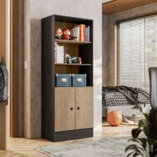 Estante para Livros Cosenza Preto Carvalho Rustico