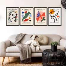 Kit 4 Quadros Arte Contemporânea Matisse 24x18cm - com vidro