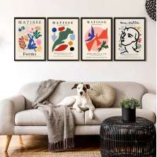 Kit 4 Quadros Arte Matisse - Colorido 45x34cm - com vidro