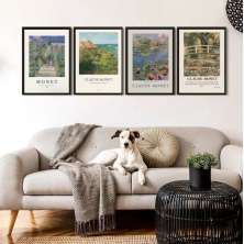 Kit 4 Quadros Decorativos Artes de Monet 45x34cm