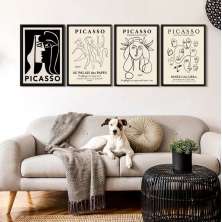 Kit 4 Quadros Minimalistas Obras Picasso 45x34cm - com vidro