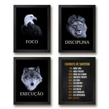 Kit 4 Quadros Motivacionais Para Empresa 33x24cm - com vidro