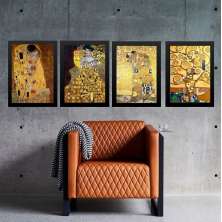 Kit 4 Quadros Obras de Gustav Klimt 33x24cm - com vidro