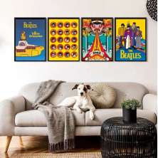 Kit 4 Quadros Yellow Submarine - Beatles 24x18cm - com vidro