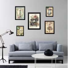 Kit 5 Quadros Atelier Costura Vintage - com vidro