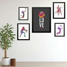 Kit 5 Quadros Decorativos Vôlei - Love