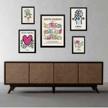 Kit 5 Quadros Keith Haring Colorido - com vidro