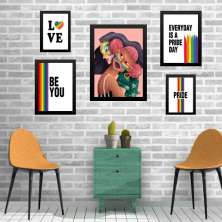 Kit 5 Quadros LGBT - Lésbicas - com vidro