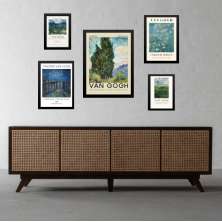 Kit 5 Quadros Van Gogh - Azuis e Verdes - com vidro
