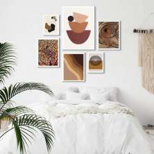 Kit 6 Quadros Abstratos Marrons - Texturas - com vidro