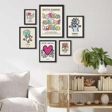 Kit 6 Quadros Artes Keith Haring - com vidro