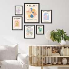 Kit 6 Quadros Artes Matisse Tons Pasteis - com vidro