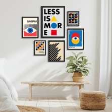 Kit 6 Quadros Bahaus - Less Is More - com vidro