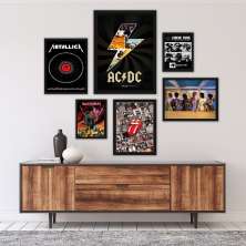 Kit 6 Quadros Bandas De Rock - com vidro