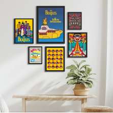 Kit 6 Quadros Beatles - Yellow Submarine - com vidro