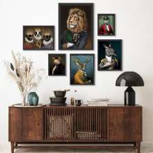 Kit 6 Quadros Bichos Lord Vintage - com vidro