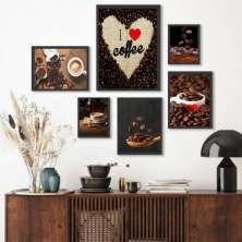 Kit 6 Quadros Café Grãos- I Love Coffee