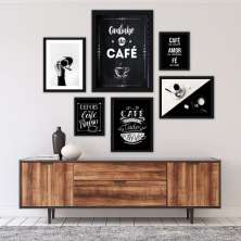 Kit 6 Quadros Cantinho Do Café Preto E Branco - com vidro