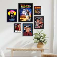 Kit 6 Quadros Cinema Filmes Antigos - com vidro