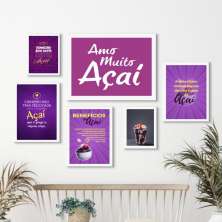 Kit 6 Quadros Decorativos Açaí - com vidro