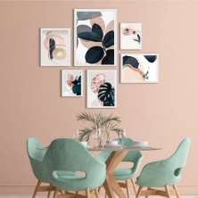 Kit 6 Quadros Decorativos Artes Azuis E Rosa