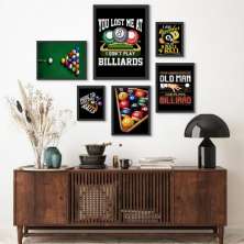 Kit 6 Quadros Decorativos Bilhar Sinuca