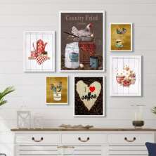Kit 6 Quadros Decorativos Cozinha De Fazenda - com vidro