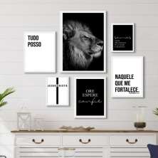 Kit 6 Quadros Decorativos Evangélicos- Jesus Cristo - com vidro