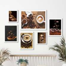 Kit 6 Quadros Decorativos Fotografias De Café - com vidro