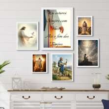 Kit 6 Quadros Decorativos Jesus Cristo - com vidro