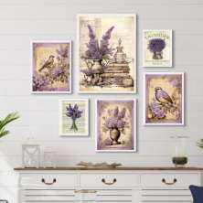 Kit 6 Quadros Decorativos Lavanda - com vidro