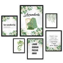 Kit 6 Quadros Decorativos Lavanderia Folhas