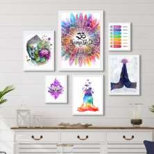 Kit 6 Quadros Decorativos Místicos Zen Namastê - com vidro
