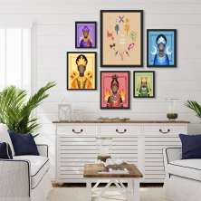 Kit 6 Quadros Decorativos Os Orixás - com vidro
