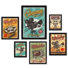 Kit 6 Quadros Decorativos Sala De Cinema - com vidro