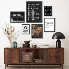 Kit 6 Quadros Decorativos Viagens - com vidro