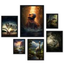 Kit 6 Quadros Dinossauros - com vidro