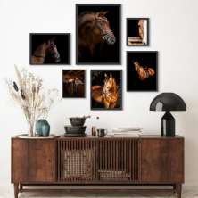 Kit 6 Quadros Fotografias Cavalos